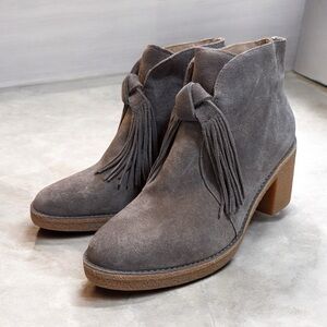 UGG Gray Suede Ankle Booties with Tassels